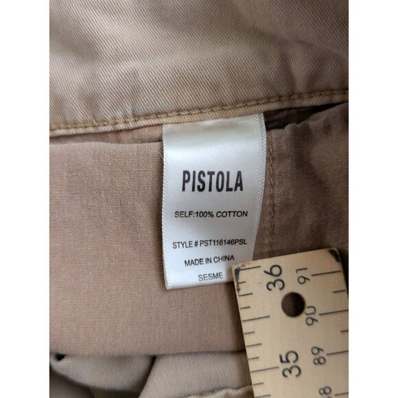 Pistola Wide Leg Pants 30 High Rise Tan Cotton Pleated Khakis Sesame A4 - Picture 9 of 13